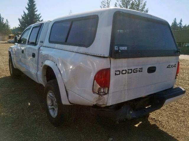 1B7HG2AN91S177494 - 2001 DODGE DAKOTA QUA WHITE photo 3