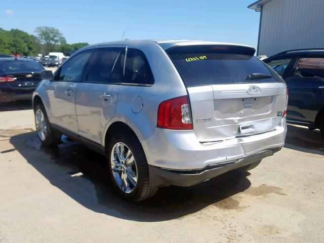 2FMDK3JC6CBA70476 - 2012 FORD EDGE SEL SILVER photo 3