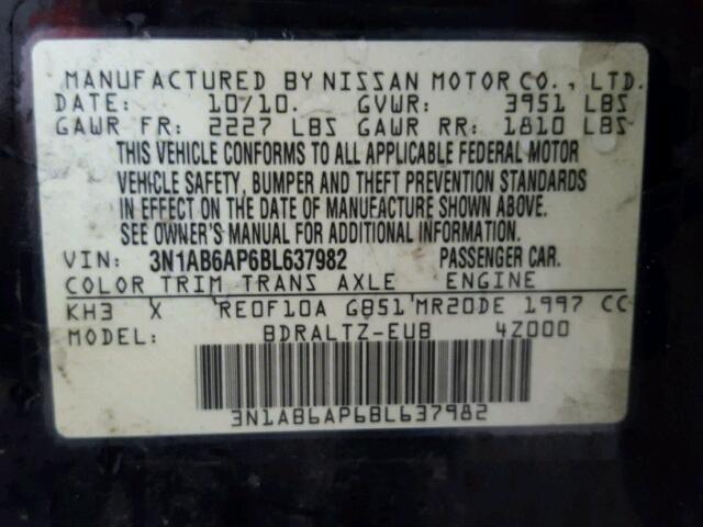 3N1AB6AP6BL637982 - 2011 NISSAN SENTRA 2.0 BLACK photo 10