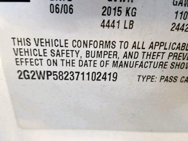 2G2WP582371102419 - 2007 PONTIAC GRAND PRIX SILVER photo 10