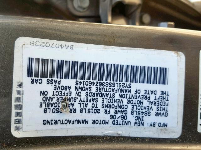 5Y2SL65836Z460145 - 2006 PONTIAC VIBE GRAY photo 10