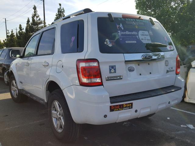 1FMCU49H58KC32848 - 2008 FORD ESCAPE HEV WHITE photo 3