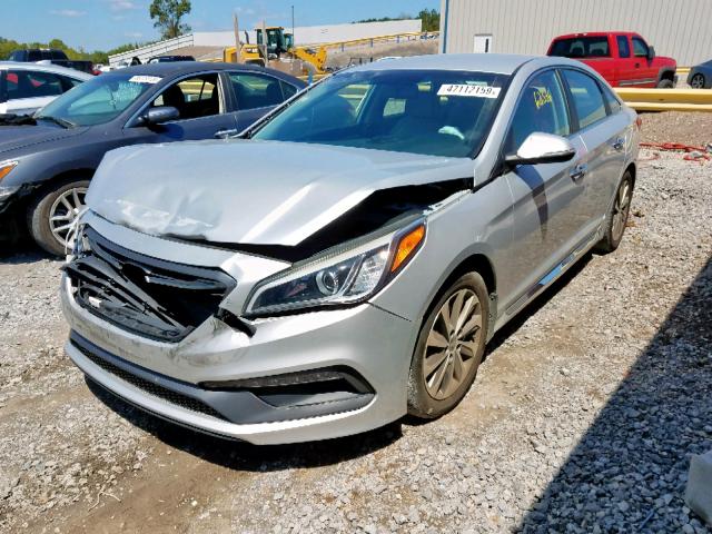 5NPE34AFXFH248811 - 2015 HYUNDAI SONATA SPO SILVER photo 2