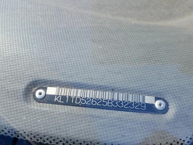 KL1TD52625B332329 - 2005 CHEVROLET AVEO BASE Күміс фото 10