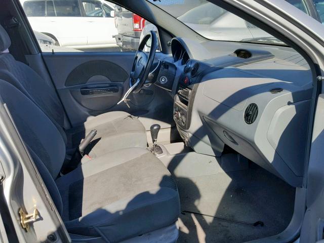 KL1TD52625B332329 - 2005 CHEVROLET AVEO BASE Күміс фото 5