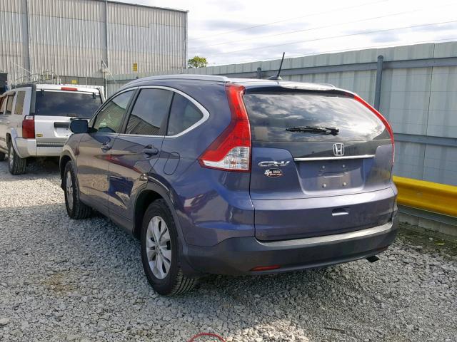 5J6RM3H77CL048073 - 2012 HONDA CR-V EXL BLUE photo 3