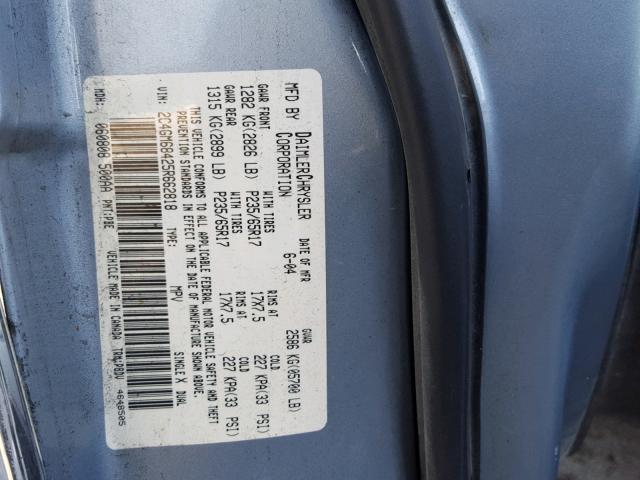 2C4GM68425R662818 - 2005 CHRYSLER PACIFICA T BLUE photo 10