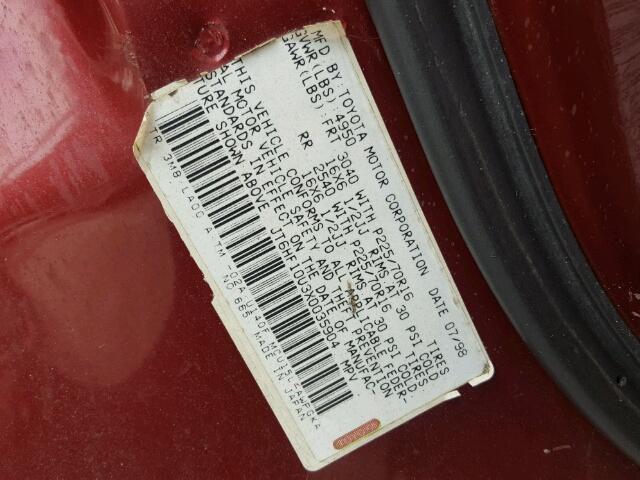 JT6HF10U3X0035904 - 1999 LEXUS RX 300 RED photo 10