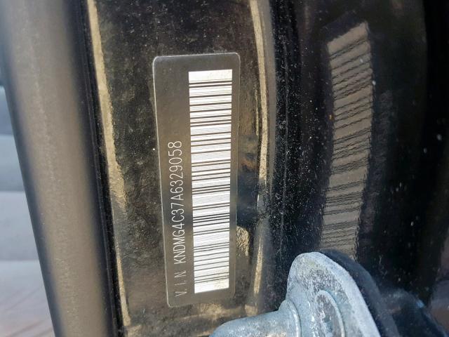 KNDMG4C37A6329058 - 2010 KIA SEDONA LX BLACK photo 10