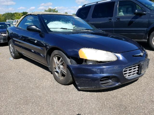 1C3EL45R52N182932 - 2002 CHRYSLER SEBRING LX BLUE photo 1