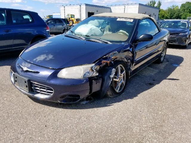 1C3EL45R52N182932 - 2002 CHRYSLER SEBRING LX BLUE photo 2