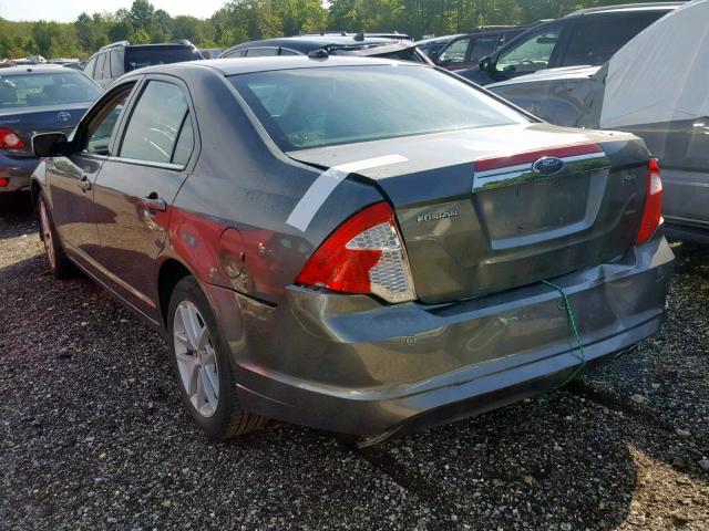 3FAHP0JA9AR218158 - 2010 FORD FUSION SEL GRAY photo 3