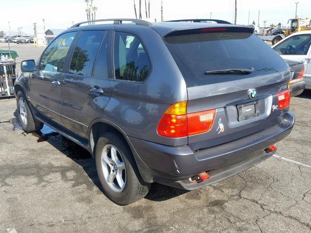 5UXFA53502LP47173 - 2002 BMW X5 3.0I GRAY photo 3