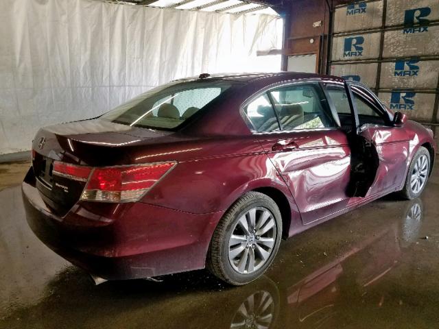 1HGCP2F87CA089485 - 2012 HONDA ACCORD EXL BURGUNDY photo 4