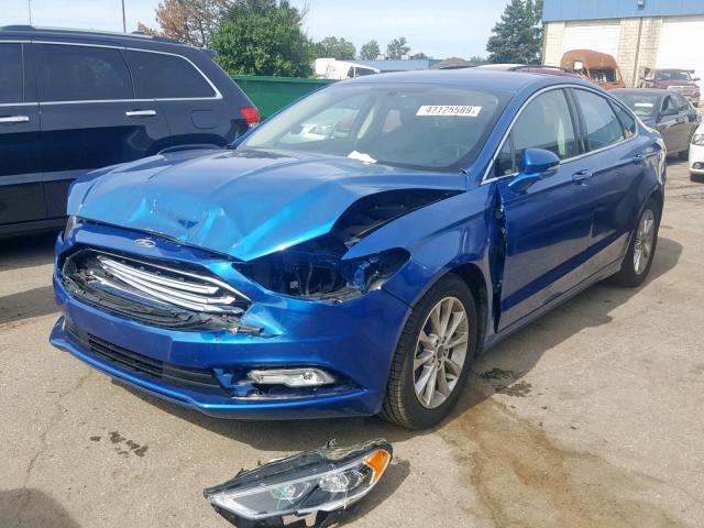 3FA6P0HD4HR177584 - 2017 FORD FUSION SE BLUE photo 2