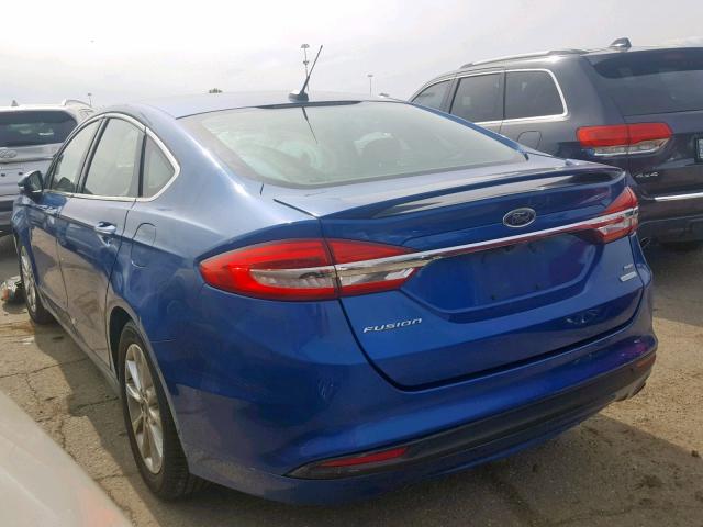 3FA6P0HD4HR177584 - 2017 FORD FUSION SE BLUE photo 3