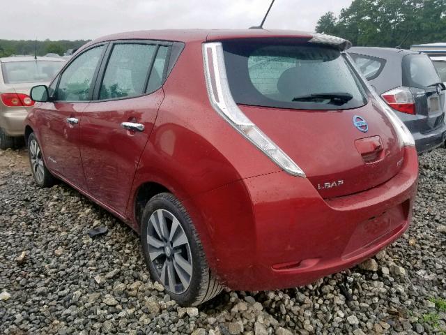 1N4AZ0CP0FC317602 - 2015 NISSAN LEAF S RED photo 3