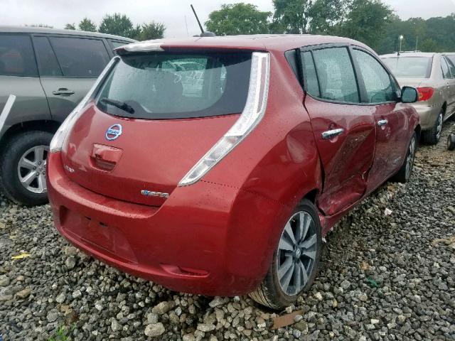 1N4AZ0CP0FC317602 - 2015 NISSAN LEAF S RED photo 4