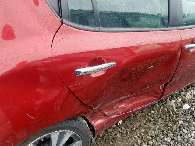 1N4AZ0CP0FC317602 - 2015 NISSAN LEAF S RED photo 9