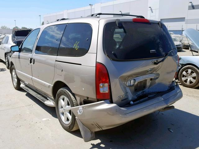 4N2ZN17T91D810930 - 2001 NISSAN QUEST GLE BEIGE photo 3