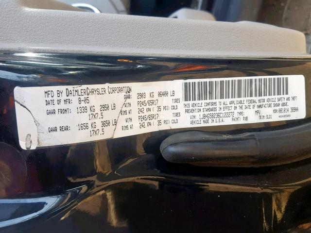 1J8HG58236C122272 - 2006 JEEP COMMANDER 黑色 照片 10