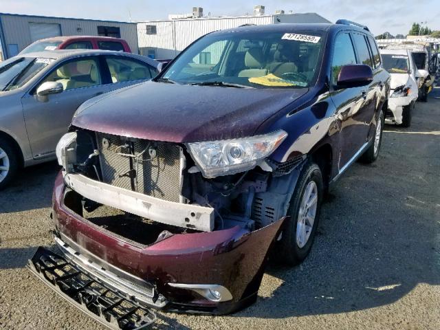 5TDZK3EH1DS115940 - 2013 TOYOTA HIGHLANDER BURGUNDY photo 2