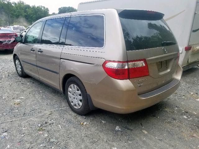 5FNRL382X7B117702 - 2007 HONDA ODYSSEY LX GOLD photo 3