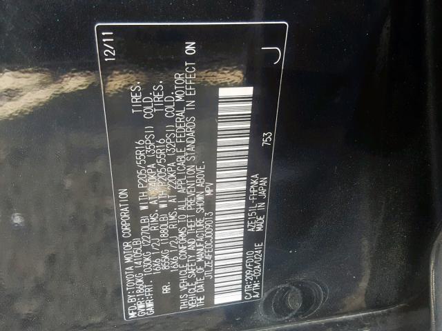 JTLZE4FE0CJ009013 - 2012 TOYOTA SCION XB 黑色 照片 10