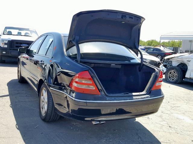 WDBRF61J32F286814 - 2002 MERCEDES-BENZ C 240 BLACK photo 3