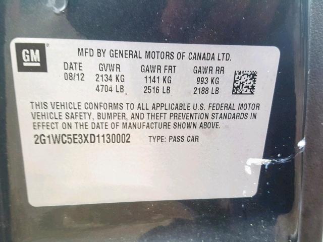 2G1WC5E3XD1130002 - 2013 CHEVROLET IMPALA LTZ GRAY photo 10