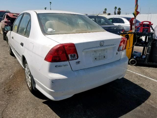 2HGES16415H620991 - 2005 HONDA CIVIC DX WHITE photo 3