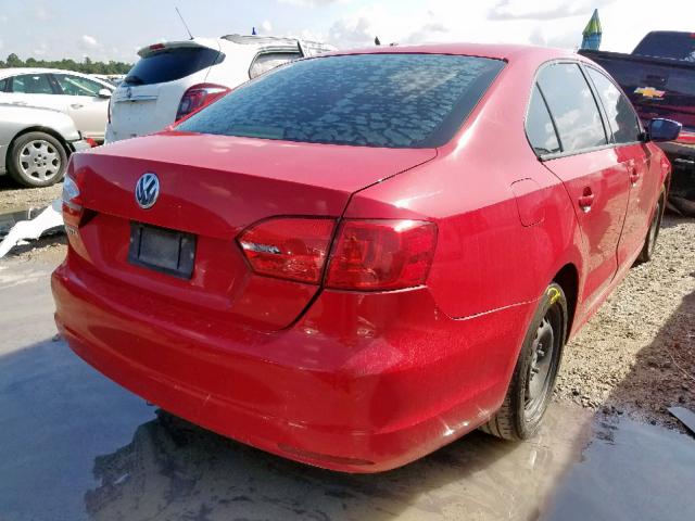 3VW2K7AJ7CM055224 - 2012 VOLKSWAGEN JETTA BASE 红色 照片 4