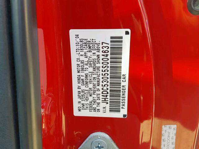 JH4DC53055S004637 - 2005 ACURA RSX TYPE-S RED photo 10