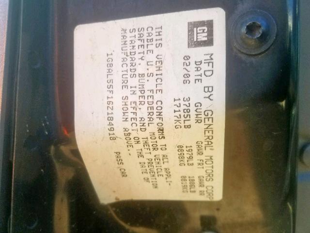 1G8AL55F16Z184918 - 2006 SATURN ION LEVEL GRAY photo 10