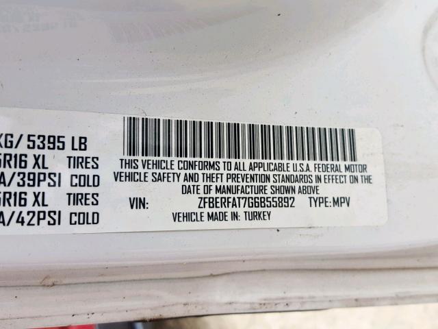 ZFBERFAT7G6B55892 - 2016 RAM PROMASTER 白色 照片 10