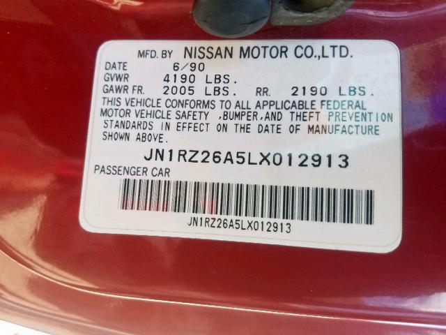 JN1RZ26A5LX012913 - 1990 NISSAN 300ZX 2+2 RED photo 10