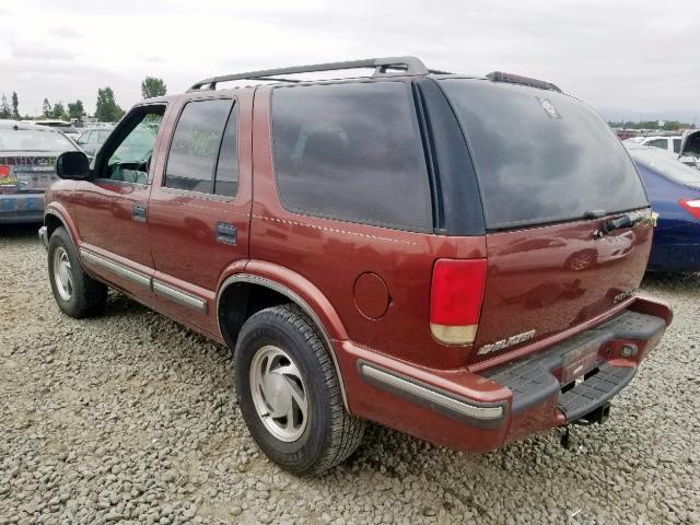 1GNDT13W2W2225684 - 1998 CHEVROLET BLAZER BURGUNDY photo 3