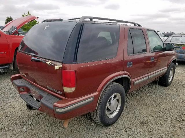 1GNDT13W2W2225684 - 1998 CHEVROLET BLAZER BURGUNDY photo 4