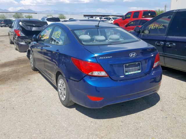 KMHCT4AE6GU950545 - 2016 HYUNDAI ACCENT SE BLUE photo 3