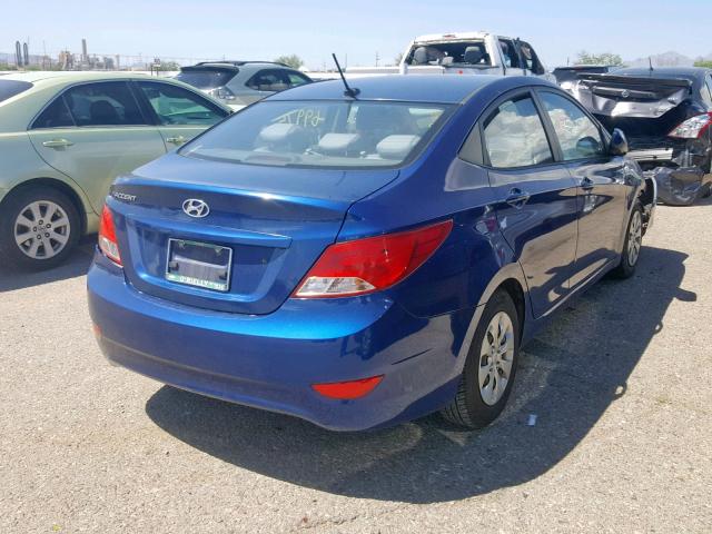 KMHCT4AE6GU950545 - 2016 HYUNDAI ACCENT SE BLUE photo 4