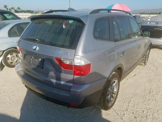 WBXPC93417WF14042 - 2007 BMW X3 3.0SI GRAY photo 4