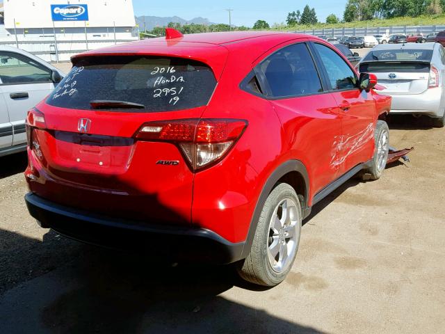 3CZRU6H54GM756866 - 2016 HONDA HR-V EX RED photo 4