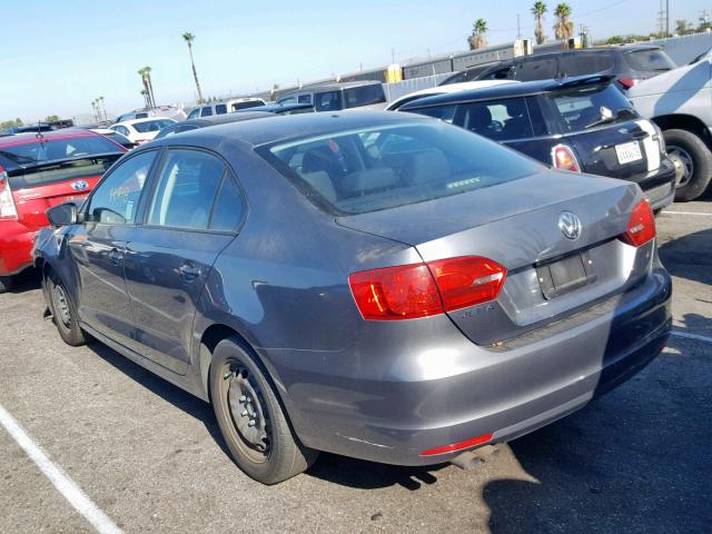 3VW2K7AJ6BM117677 - 2011 VOLKSWAGEN JETTA BASE GRAY photo 3