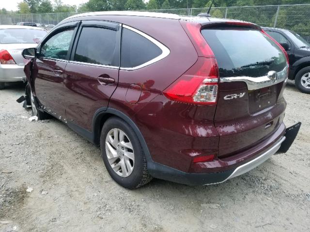 2HKRM4H7XGH632165 - 2016 HONDA CR-V EXL BURGUNDY photo 3