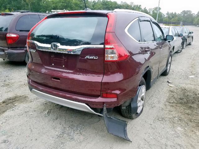 2HKRM4H7XGH632165 - 2016 HONDA CR-V EXL BURGUNDY photo 4