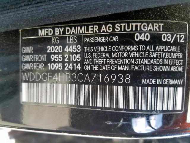 WDDGF4HB3CA716938 - 2012 MERCEDES-BENZ C 250 BLACK photo 10