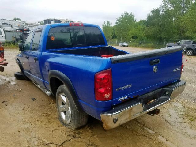 1D7HU18267S254531 - 2007 DODGE RAM 1500 S BLUE photo 3