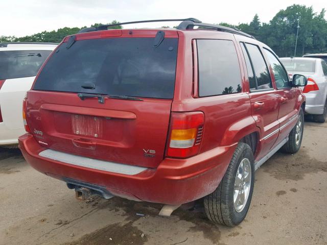 1J8GW68J74C250247 - 2004 JEEP GRAND CHER RED photo 4