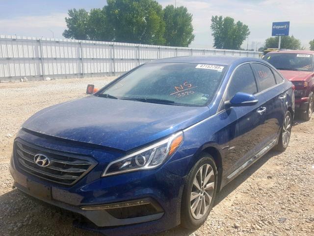 5NPE34AF7FH143370 - 2015 HYUNDAI SONATA SPO BLUE photo 2