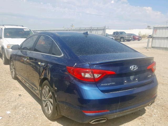 5NPE34AF7FH143370 - 2015 HYUNDAI SONATA SPO BLUE photo 3